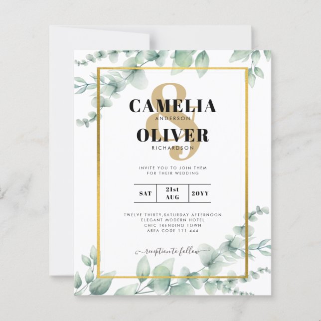 Eucalyptus Vert Mariage QR CODE Budget moderne (Devant)