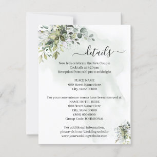 Eucalyptus Vert Mariage Succulent Carte d'insertio