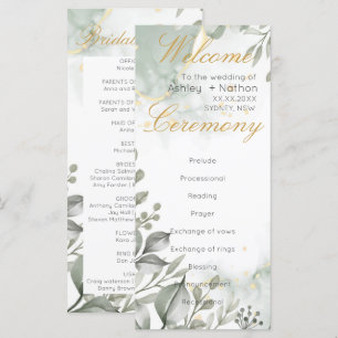 Eucalyptus vert & or aquarelle Mariage