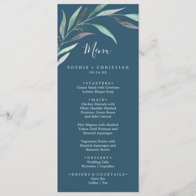 Eucalyptus vert pourpre | Menu Mariage Bleu (Devant)