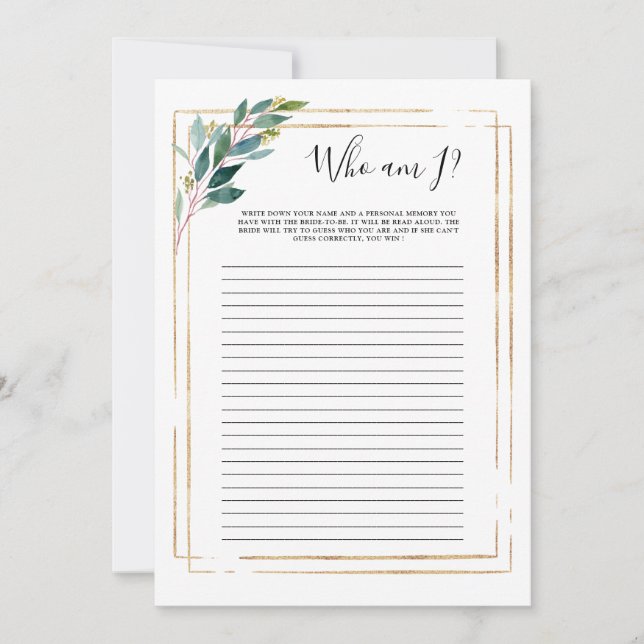 Eucalyptus vert qui suis je jeu de Fête des mariée (Devant)