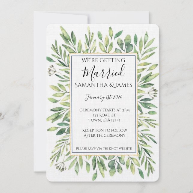 Eucalyptus Wedding Invitation (Devant)