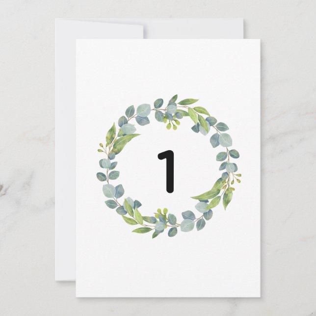 Eucalyptus Wreath Botanical Wedding Table Number C (Devant)