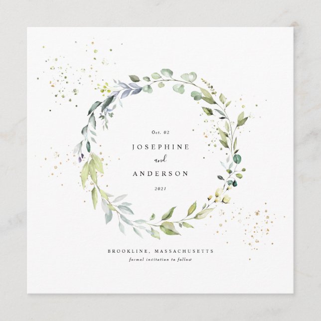 Eucalyptus Wreath Enregistrer Le Menu Date (Devant)