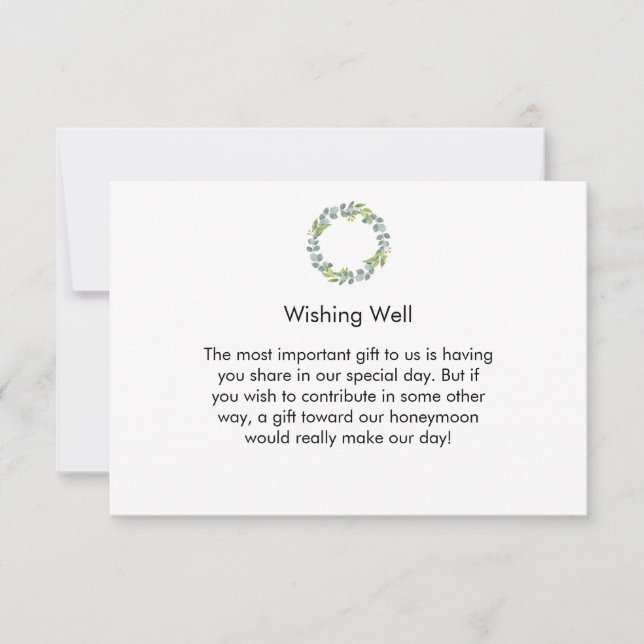 Eucalyptus Wreath Wedding Honeymoon Fund Card (Devant)