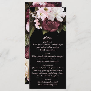 Euphoria Burgundy & Pink Floral Mariage Menu