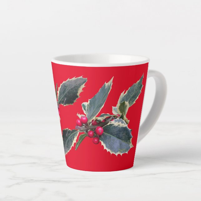 Europe Holly Cust. Mug en latte rouge (Angle droit)