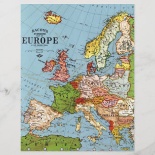 Europe vintage Carte générale du XXe siècle