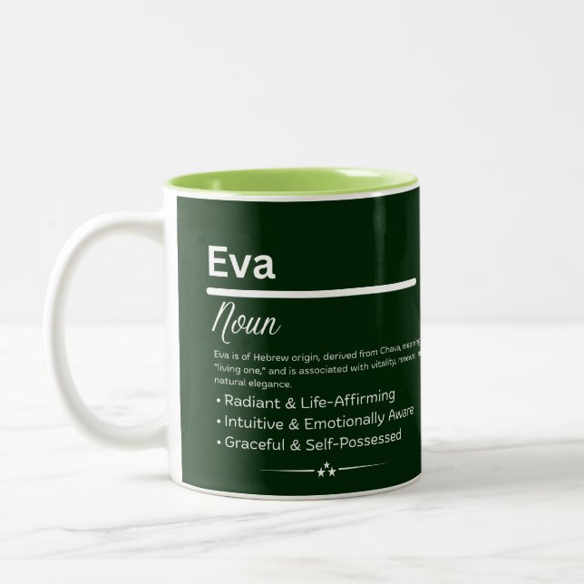 Eva Personalized Girl Name Meaning Coffee Mug (Gauche)