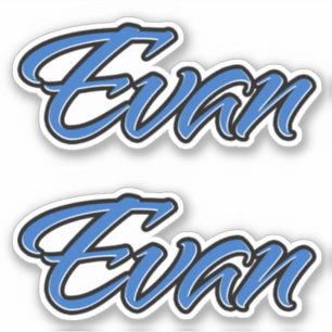 Evan Name Blue Autocollant Sticker Stickerset
