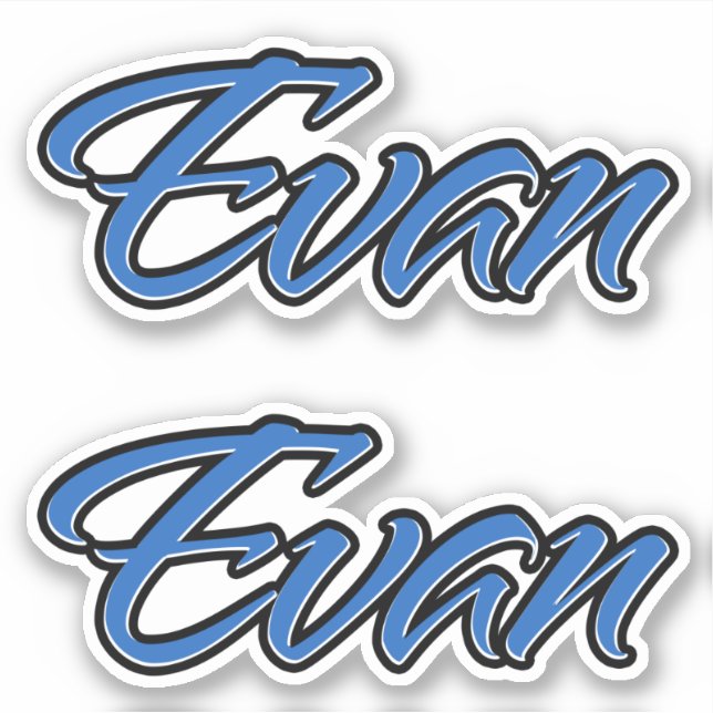 Evan Name Blue Autocollant Sticker Stickerset (Devant)