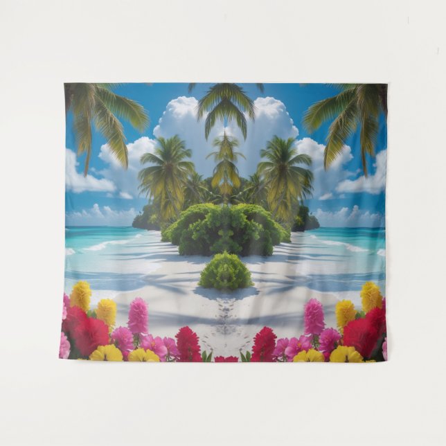 "Évasion tropicale : tapisserie murale en fleur d' (Devant (Horizontal))