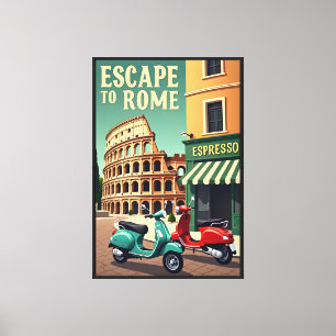 Evasion vers Rome : Toile Vintage voyage rétro