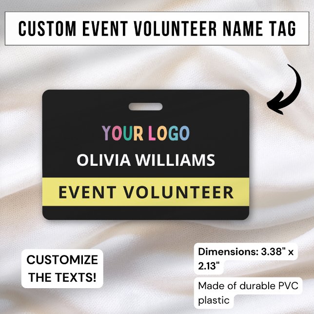 Événement bénévole personnalisé Badge noir Nom Éti (Créateur téléchargé)