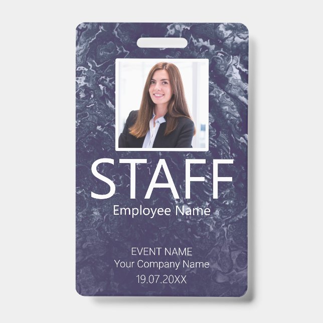 Événement de badge bleu de code QR de personnel pe (Avant)