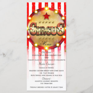 Événement de fête de cirque Menu rayé rouge blanc 