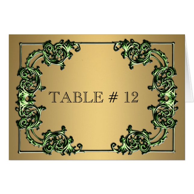 Événement mariage de numéro de table orné d'or ver (Devant Horizontal)