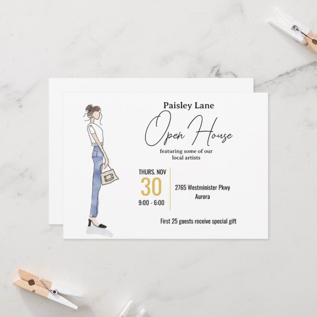 Event Invitation for open house or other (Devant/Arrière en situation)