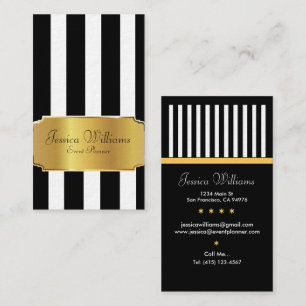 Event Planner Gold Étiquette On Black Stripes Busi