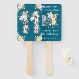 Éventail 11e anniversaire Turquoise Fleur Photo Collage Jau