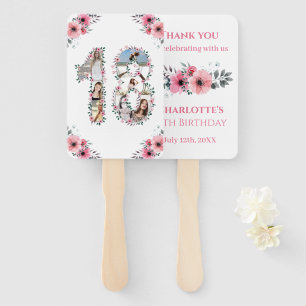 Éventail 18e anniversaire Photo Collage Rose Fleur Fille Bl