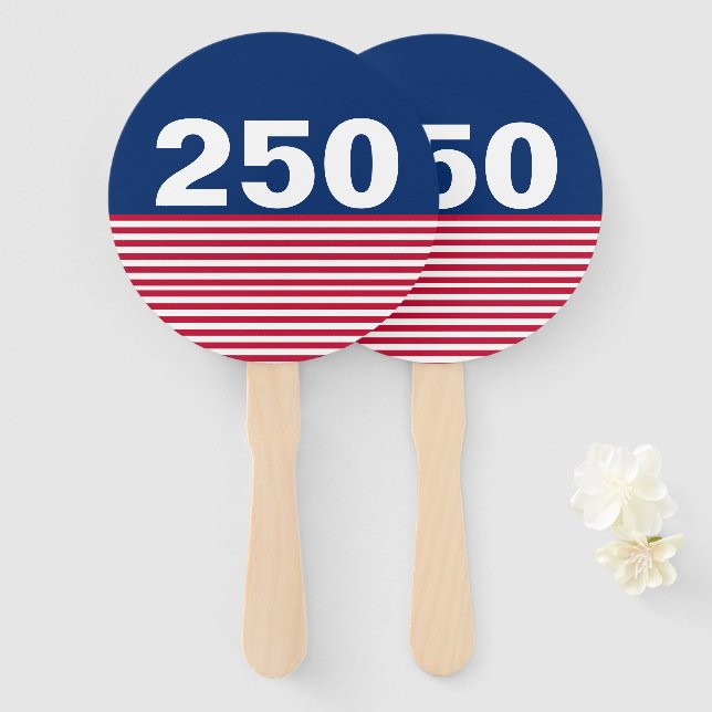 Éventail 250 ans de la USA Rouge Blanc et Bleu (Devant et derrière)
