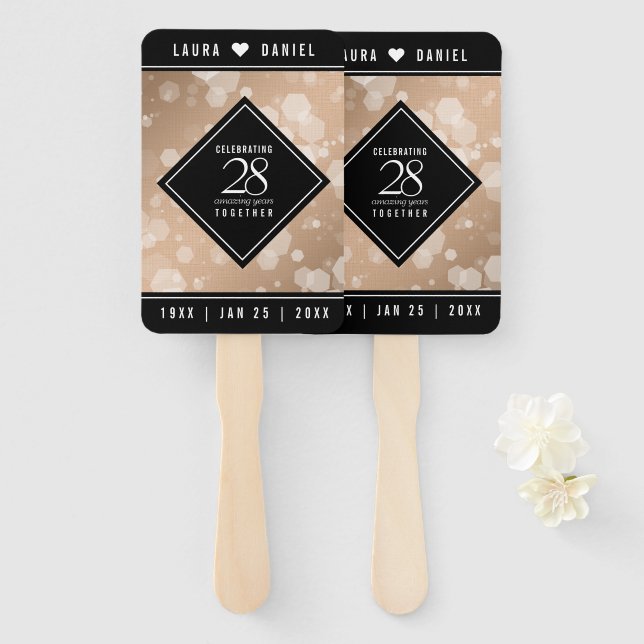 Éventail 28e anniversaire du Mariage de lin élégant (Devant et derrière)