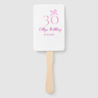 Éventail 30E ANNIVERSAIRE rose bow PASTEL DESSINÉ À LA MAIN