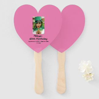 Éventail 40e anniversaire Photo personnalisée rose