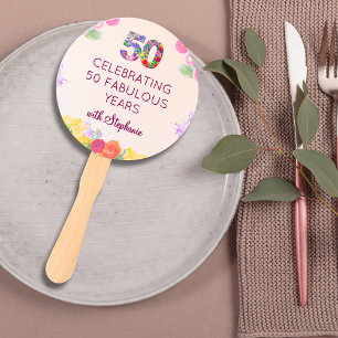Éventail 50e fête d'anniversaire Floral Moderne 50 Mileston