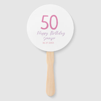 Éventail 50th birthday add name date year pink template go