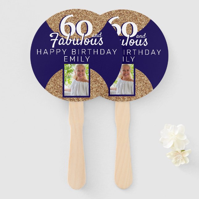 Éventail 60 et Fabulous Gold Parties scintillant 2 Photo 60 (Devant et derrière)