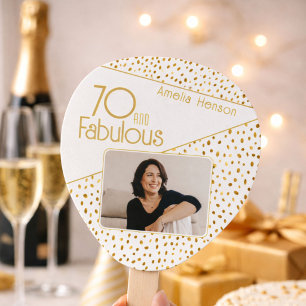 Éventail 70 ans et Fabuleux Paillettes Dorées Photo 70e Ann