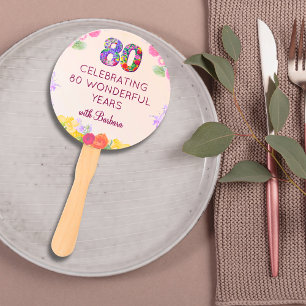Éventail 80e fête d'anniversaire Floral Moderne 80 Mileston