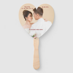 Éventail à main de bienvenue de mariage avec photo