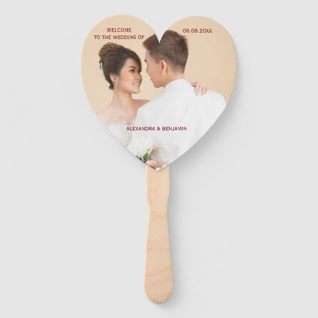 Éventail à main de bienvenue de mariage avec photo (Devant)