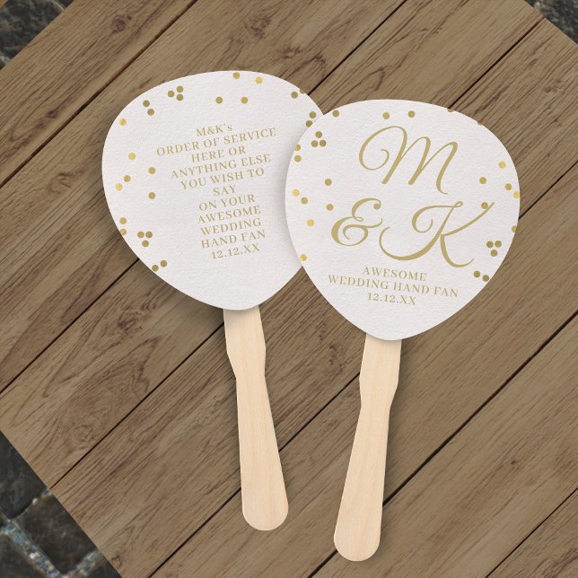 Éventail à main en or rose pour programme de maria (Awesome wedding hand fan with space for your wedding details)