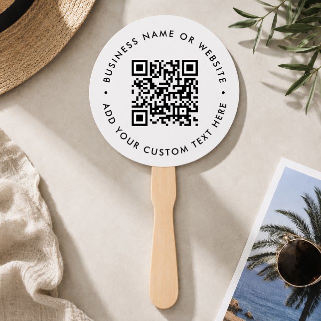 Éventail à main | Logo de code QR personnalisé Pag (Modern event hand fan with scannable QR design for events tables, warm venues & promo merchansie)