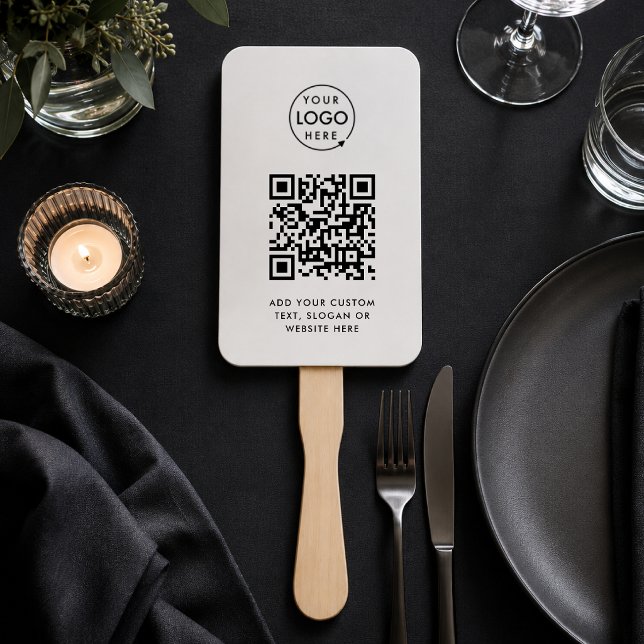 Éventail à main | Logo de code QR personnalisé Pag (Modern event hand fan with scannable QR design for events tables, warm venues & promo merchansie)