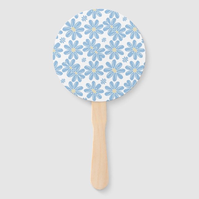 Éventail à motif floral bleu (Devant)