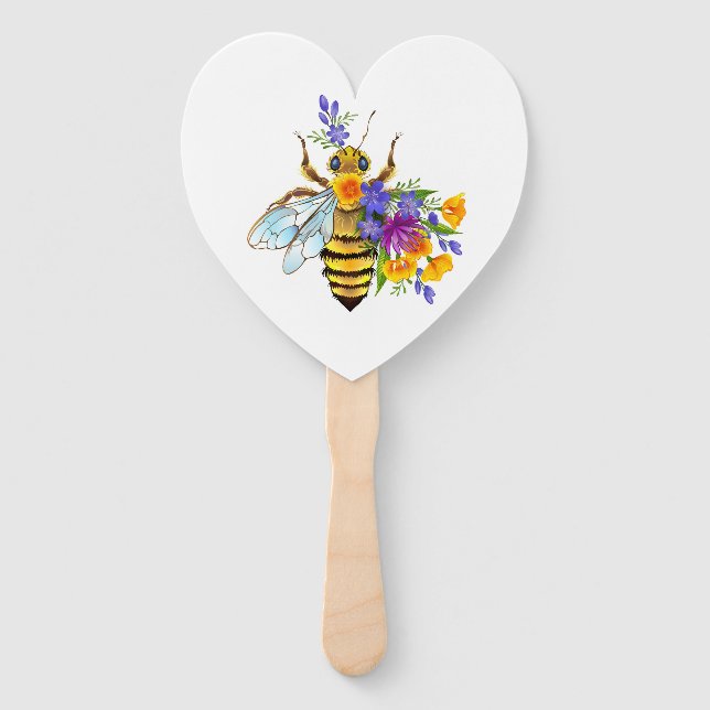 Éventail Abeille à fleurs avec plantes sauvages (Devant)