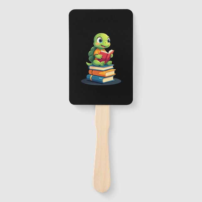 Éventail Adorable Turtle Reading Books (1) (Devant)