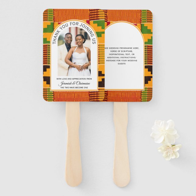 Éventail African Ghana Kente WEDDING Guest Favor Gift (Devant et derrière)