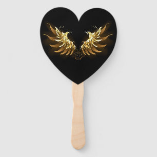 Éventail Ailes d'Ange d'or sur arrière - plan noir