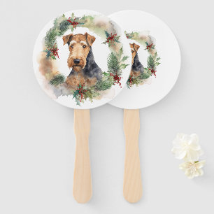 Éventail Airedale Christmas Wreath Festive Pup