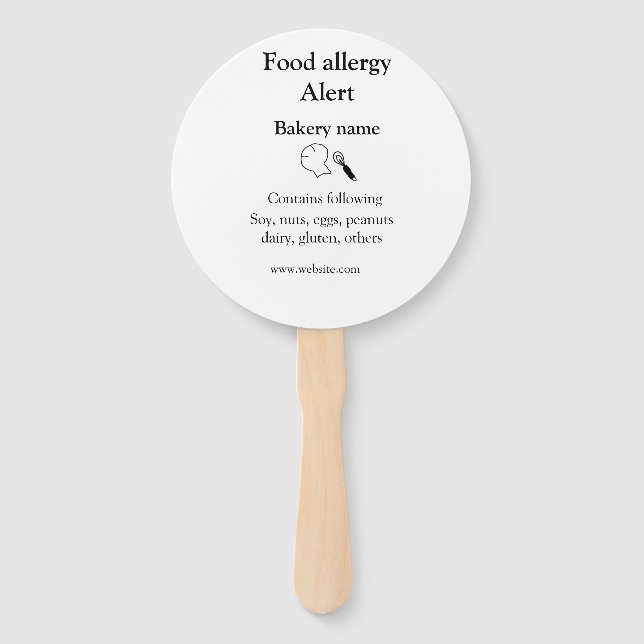 Éventail Alerte d'allergie alimentaire ajouter le nom texte (Devant)