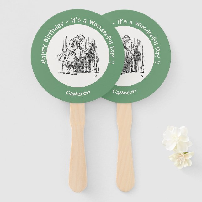 Éventail Alice au pays des merveilles Anniversaire ou autre (Devant et derrière)