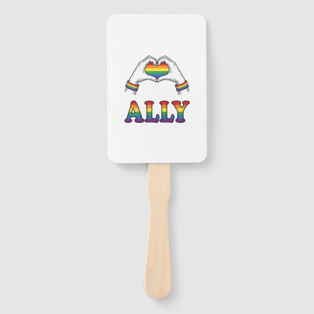 Éventail Ally Rainbow Hands Heart Vintage Pride Conception  (Devant)