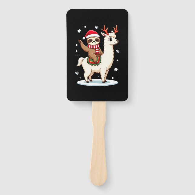Éventail Alpaca Sloth Christmas (3) (Devant)