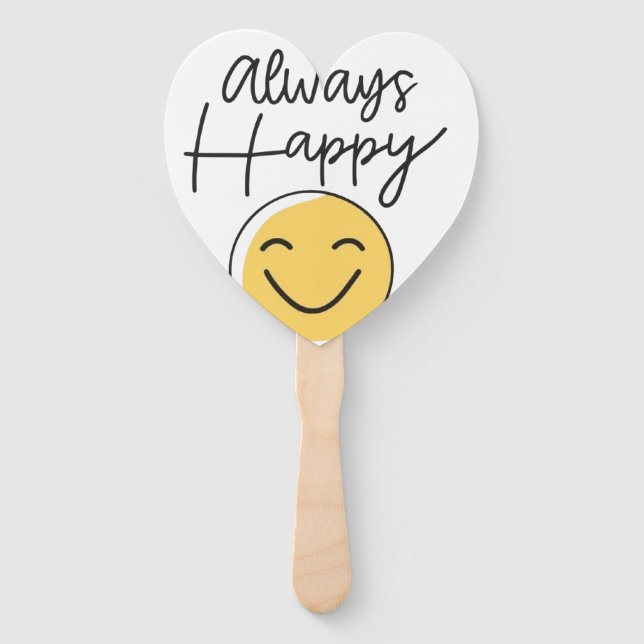 Éventail "Always Happy" Smiley Face Hand Fan - Fun Celebrat (Devant)